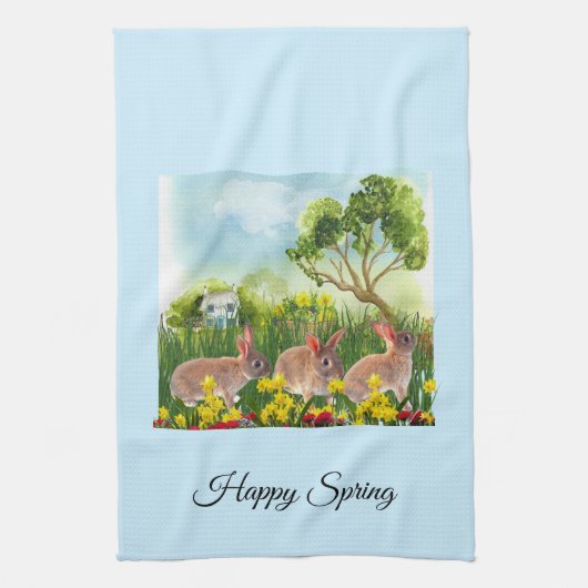 Kaninchen der Frühlingszeit / Osterferien-Dekorati Geschirrtuch (Vertikal)