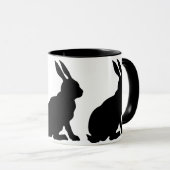 Kaninchen der schwarzen Silhouette Tasse (VorderseiteRechts)