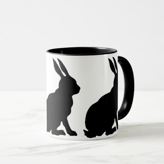 Kaninchen der schwarzen Silhouette Tasse (VorderseiteRechts)