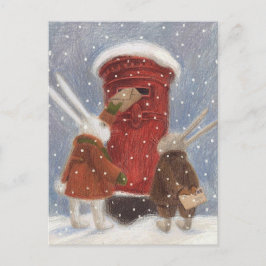 Kaninchen, die ihren Weihnachtsbrief posteten Postkarte