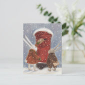 Kaninchen, die ihren Weihnachtsbrief posteten Postkarte (Stehend Vorderseite)