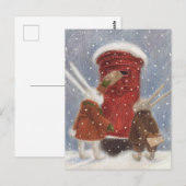 Kaninchen, die ihren Weihnachtsbrief posteten Postkarte (Vorne/Hinten)