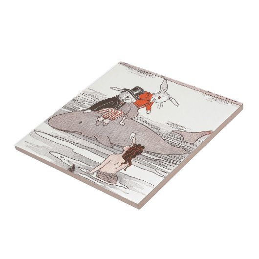 Kaninchen, die Wal-Treffen-Meerjungfrau reiten Fliese (Seite)