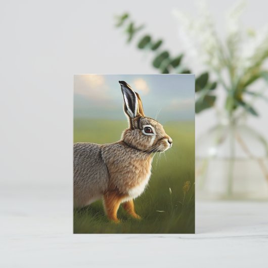 Kaninchen-Digitalkunst Postkarte (Stehend Vorderseite)