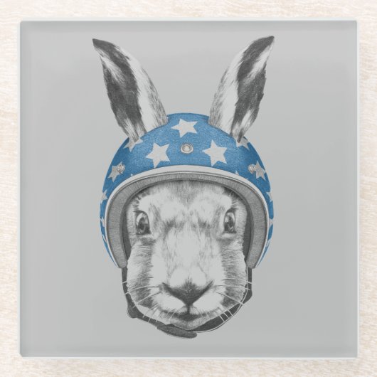 Kaninchen-Draufgänger Glasuntersetzer (Vorderseite)