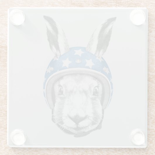 Kaninchen-Draufgänger Glasuntersetzer (Rückseite)