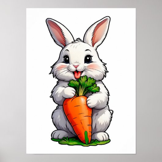 Kaninchen Eating Carrot Poster (Vorne)