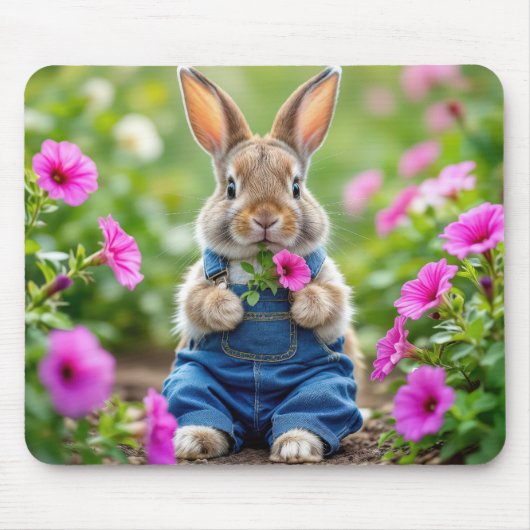 Kaninchen Eating Petunia Blume Mousepad (Vorne)