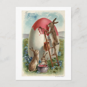 Kaninchen Ein Ei malen Postkarte