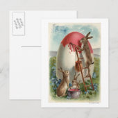 Kaninchen Ein Ei malen Postkarte (Vorne/Hinten)