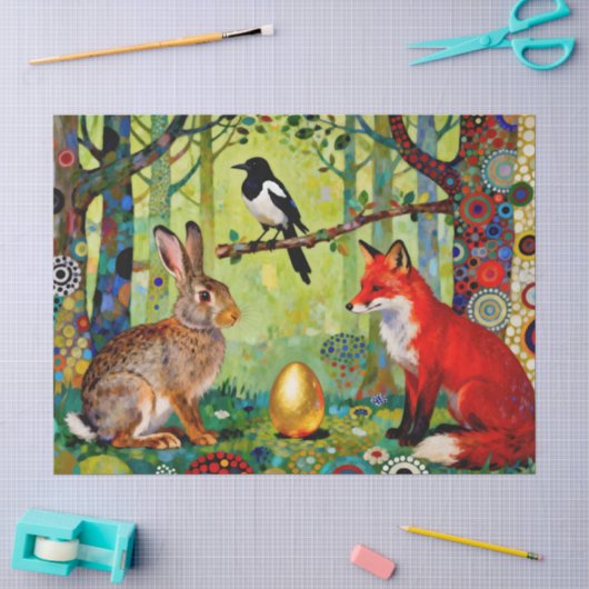 Kaninchen, Elster, Fuchs und 'Das Geheimnis des Wa Seidenpapier (Basteln)