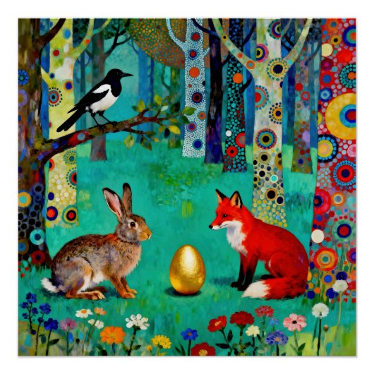 Kaninchen, Elster, Fuchs und „Der Teilungspfad“ Poster (Vorderseite)