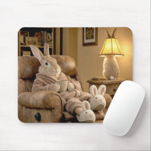 Kaninchen entspannt sich in einem Sessel Mousepad
