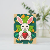 Kaninchen, Erdbeere, Mandala, Postüberquerung Postkarte (Stehend Vorderseite)
