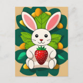 Kaninchen, Erdbeere, Mandala, Postüberquerung Postkarte (Vorderseite)