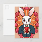 Kaninchen, Erdbeere, Mandala, Postüberquerung Postkarte (Vorne/Hinten)
