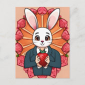 Kaninchen, Erdbeere, Mandala, Postüberquerung Postkarte (Vorderseite)