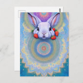 Kaninchen, Erdbeere, Mandala, Postüberquerung Postkarte (Vorne/Hinten)