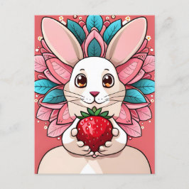 Kaninchen, Erdbeere, Mandala, Postüberquerung Postkarte