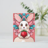 Kaninchen, Erdbeere, Mandala, Postüberquerung Postkarte (Stehend Vorderseite)