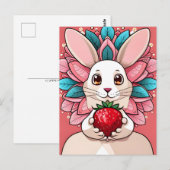 Kaninchen, Erdbeere, Mandala, Postüberquerung Postkarte (Vorne/Hinten)