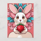 Kaninchen, Erdbeere, Mandala, Postüberquerung Postkarte (Vorderseite)