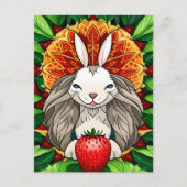 Kaninchen, Erdbeere, Mandala, Postüberquerung Postkarte (Vorderseite)