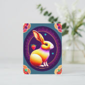 Kaninchen, Erdbeere, Mandala, Postüberquerung Postkarte (Stehend Vorderseite)