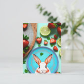 Kaninchen, Erdbeere, Mandala, Postüberquerung Postkarte (Stehend Vorderseite)