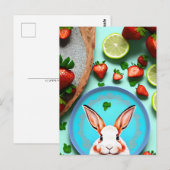 Kaninchen, Erdbeere, Mandala, Postüberquerung Postkarte (Vorne/Hinten)