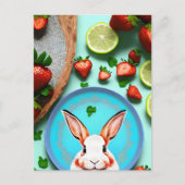 Kaninchen, Erdbeere, Mandala, Postüberquerung Postkarte (Vorderseite)