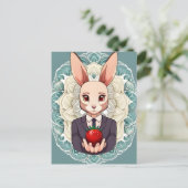 Kaninchen, Erdbeere, Mandala, Postüberquerung Postkarte (Stehend Vorderseite)