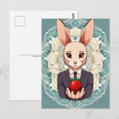 Kaninchen, Erdbeere, Mandala, Postüberquerung Postkarte (Vorne/Hinten)