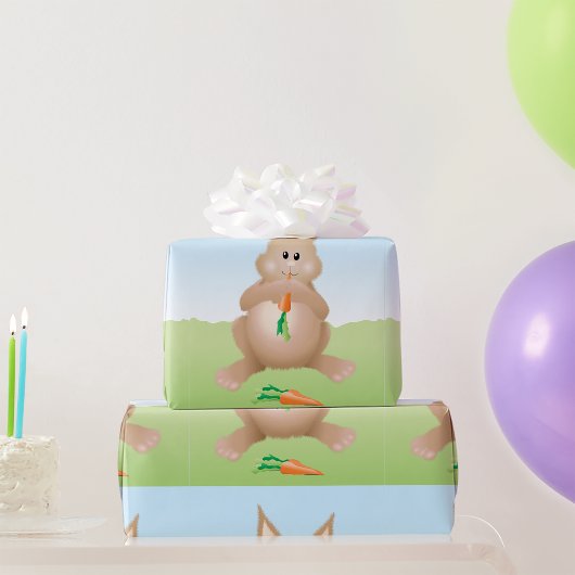 Kaninchen essen ein Karottenwackelpapier Geschenkpapier