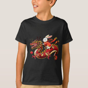 Kaninchen fahren auf chinesischem Drachen Lustige  T-Shirt