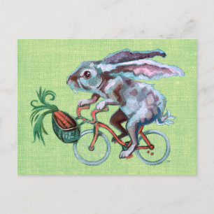 Kaninchen Fahrradfahren Postkarte
