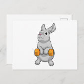 Kaninchen-Fitness Dumbell Postkarte (Vorne/Hinten)