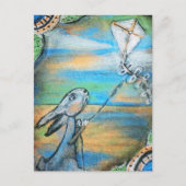 Kaninchen Fliegen Postkarte (Vorderseite)