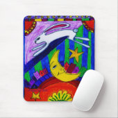 Kaninchen flog über den Mond, Mousepad (Mit Mouse)