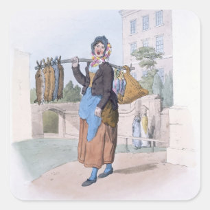 Kaninchen-Frau, "vom Kostüm von Großbritannien", Quadratischer Aufkleber