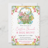 Kaninchen Frühlingsbrunch Einladung (Vorderseite)