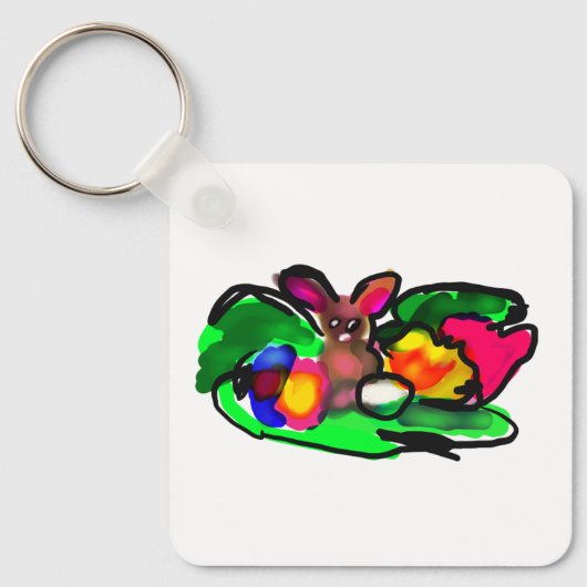 Kaninchen Frühlingsliebe Schlüsselanhänger (Vorderseite)