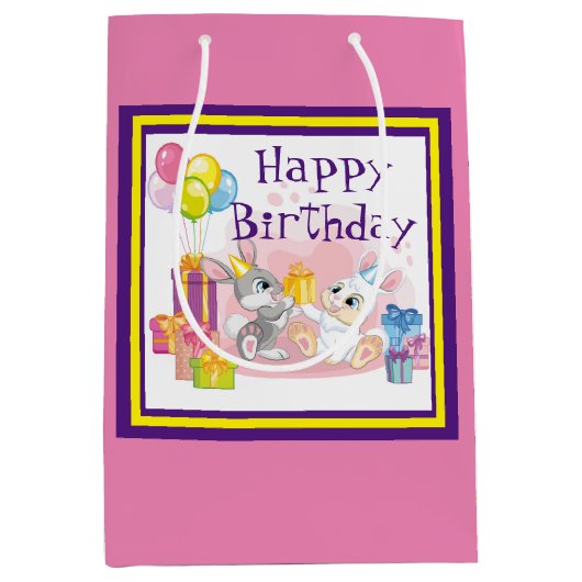 Kaninchen Geburtstag Mittlere Geschenktüte (Vorderseite)