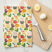 Kaninchen Gemüsesorten Bauer Geschirrtuch (Viertel Falte)