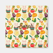 Kaninchen Gemüsesorten Bauer Magnet (Vorne)