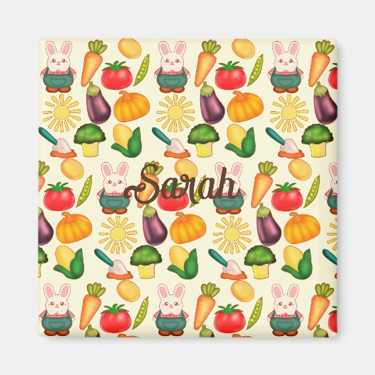 Kaninchen Gemüsesorten Bauer Magnet (Vorne)