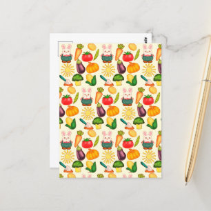 Kaninchen Gemüsesorten Bauer Postkarte