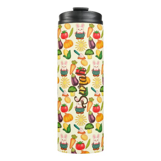 Kaninchen Gemüsesorten Bauer Thermosbecher (Vorderseite)
