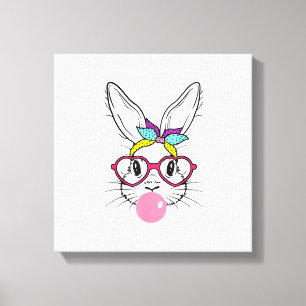 Kaninchen-Gesicht Kaugummi blasende Brille Stirnba Leinwanddruck