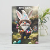 Kaninchen Gnome Ei Korb Osterfeier Einladung (Stehend Vorderseite)